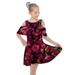 Floral Buds Of Roses Beautiful Flowers Kids  Shoulder Cutout Chiffon Dress