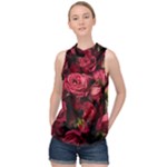 Floral Buds Of Roses Beautiful Flowers High Neck Satin Top