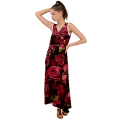 V-Neck Chiffon Maxi Dress 