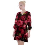 Floral Buds Of Roses Beautiful Flowers Open Neck Shift Dress