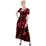 Floral Buds Of Roses Beautiful Flowers Button Up Short Sleeve Maxi Dress