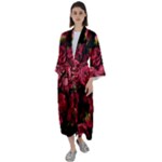 Floral Buds Of Roses Beautiful Flowers Maxi Satin Kimono