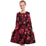 Floral Buds Of Roses Beautiful Flowers Kids  Midi Sailor Dress