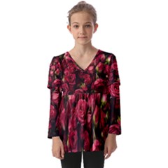 Kids  V Neck Casual Top 