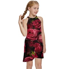 Kids  Halter Collar Waist Tie Chiffon Dress 