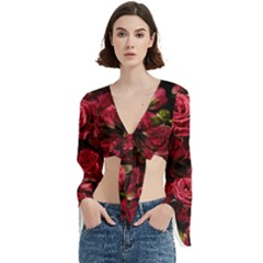 Floral Buds Of Roses Beautiful Flowers Trumpet Sleeve Cropped Top from ArtsNow.com