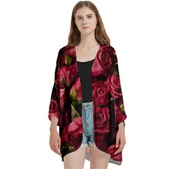 Open Front 3/4 Sleeve Batwing Chiffon Cardigan Kimono 