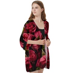 Open Front 3/4 Sleeve Batwing Chiffon Cardigan Kimono 