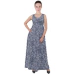 Blue Ornament Complex Mosaic Print Pattern Empire Waist Velour Maxi Dress