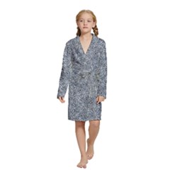 Blue Ornament Complex Mosaic Print Pattern Kids  Long Sleeve Velvet Lounge Robe from ArtsNow.com