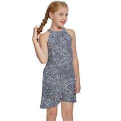 Kids  Halter Collar Waist Tie Chiffon Dress 