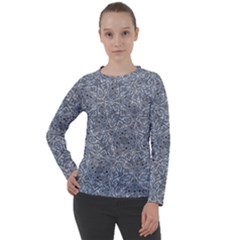 Blue Ornament Complex Mosaic Print Pattern Women s Long Sleeve Raglan T