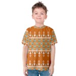 Winter Wonderland Seamless Pattern: Christmas Trees & Snowflakes on Dark Background Kids  Cotton T-Shirt