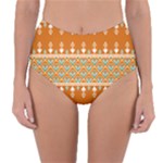 Winter Wonderland Seamless Pattern: Christmas Trees & Snowflakes on Dark Background Reversible High-Waist Bikini Bottoms