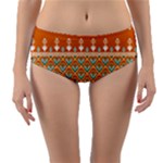 Winter Wonderland Seamless Pattern: Christmas Trees & Snowflakes on Dark Background Reversible Mid-Waist Bikini Bottoms