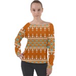 Winter Wonderland Seamless Pattern: Christmas Trees & Snowflakes on Dark Background Off Shoulder Long Sleeve Velour Top