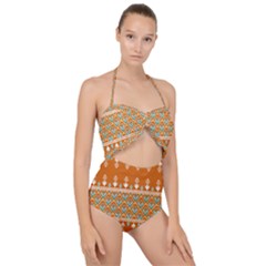 Scallop Top Cut Out Swimsuit 