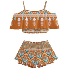 Kids  Off Shoulder Skirt Bikini 