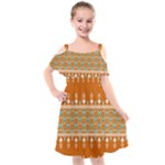 Winter Wonderland Seamless Pattern: Christmas Trees & Snowflakes on Dark Background Kids  Cut Out Shoulders Chiffon Dress