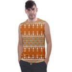 Winter Wonderland Seamless Pattern: Christmas Trees & Snowflakes on Dark Background Men s Regular Tank Top