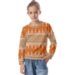 Winter Wonderland Seamless Pattern: Christmas Trees & Snowflakes on Dark Background Kids  Long Sleeve T-Shirt with Frill 