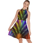 Abstract Colors - , Abstract Colors Sleeveless Halter Neck A-Line Dress