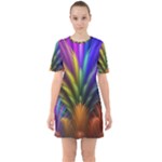 Abstract Colors - , Abstract Colors Sixties Short Sleeve Mini Dress