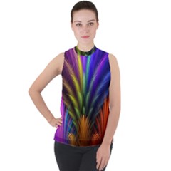 Mock Neck Chiffon Sleeveless Top 