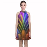 Abstract Colors - , Abstract Colors Velvet Halter Neckline Dress 