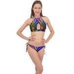 Abstract Colors - , Abstract Colors Cross Front Halter Bikini Set