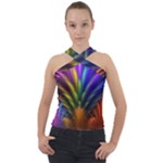 Abstract Colors - , Abstract Colors Cross Neck Velour Top