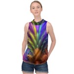 Abstract Colors - , Abstract Colors High Neck Satin Top