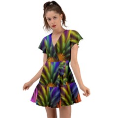 Flutter Sleeve Wrap Dress 