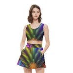 Abstract Colors - , Abstract Colors Women s Crop Top Pleated Skater Rave Skirt