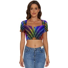 Short Sleeve Square Neckline Crop Top  