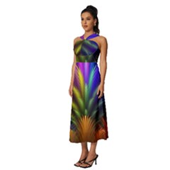 Sleeveless Cross Front Cocktail Midi Chiffon Dress 