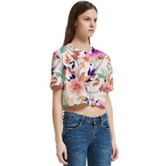 Women s Round Neck Short Sleeve Crop Top 