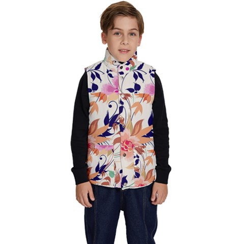 Abstract Floral Background Kid s Button Up Puffer Vest from ArtsNow.com