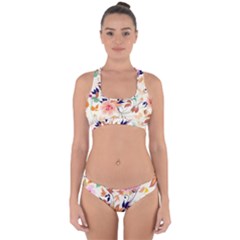 Abstract Floral Background Cross Back Hipster Bikini Set from ArtsNow.com