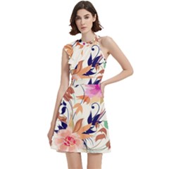 Cocktail Party Halter Sleeveless Dress With Pockets 