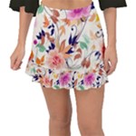 Abstract Floral Background Fishtail Mini Chiffon Skirt