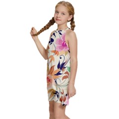 Kids  Halter Collar Waist Tie Chiffon Dress 