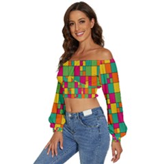 Long Sleeve Crinkled Weave Crop Top 