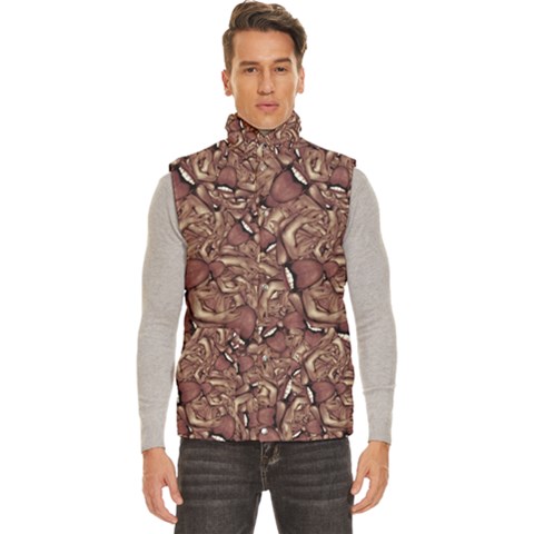 Human Spider Mutant Creatures Motif Random Pattern Men s High Neck Button Up Puffer Vest from ArtsNow.com