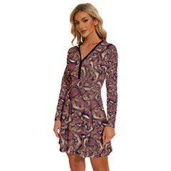 Long Sleeve Deep V Mini Dress  