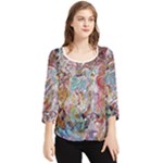 Abstract waves Chiffon Quarter Sleeve Blouse