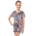 Abstract waves Kids  Mesh T-Shirt and Shorts Set