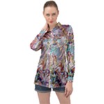 Abstract waves Long Sleeve Satin Shirt