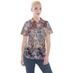 Abstract waves Women s Short Sleeve Pocket Shirt