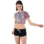 Abstract waves Tie Back Short Sleeve Crop T-Shirt